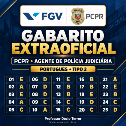 Gabarito Extraoficial PCPR 2026: Português Comentado (Agente, FGV)